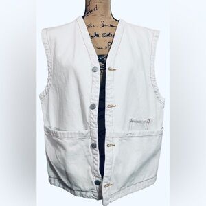 ZARA Thick/Sturdy Sleeveless Button-Up Vest with V-Neck/Lrg Front Pockets EUC!!